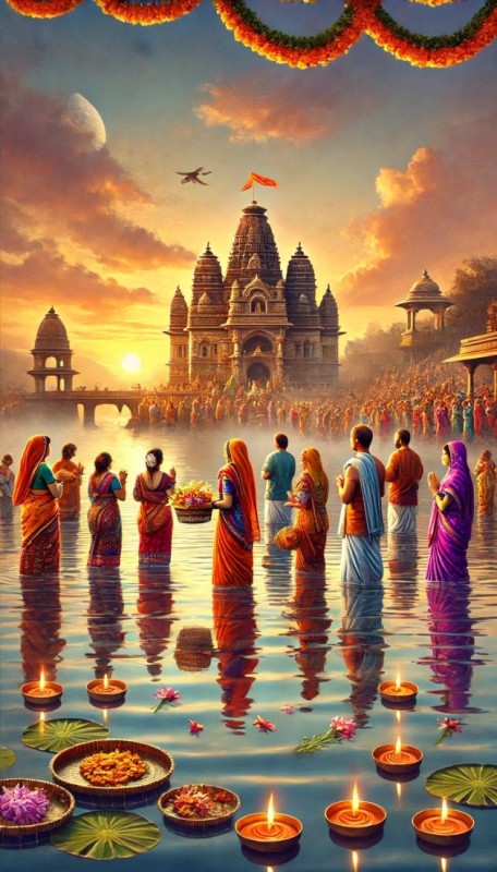 Traditional Chhath Puja celebration photo in Bihar 2025